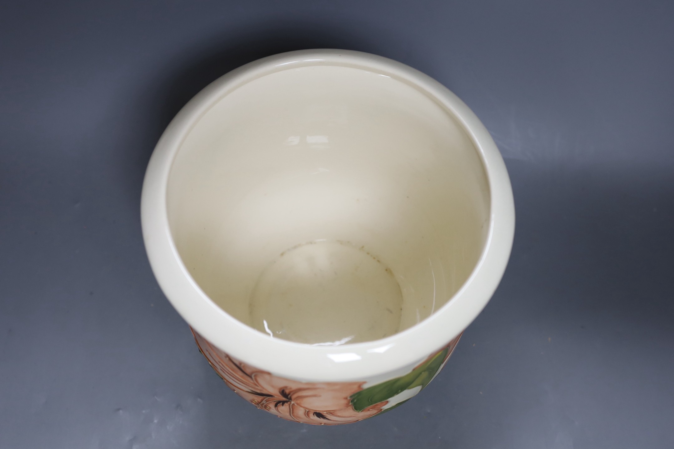 A large Moorcroft ‘Hibiscus’ jardiniere. 22.5cm tall
